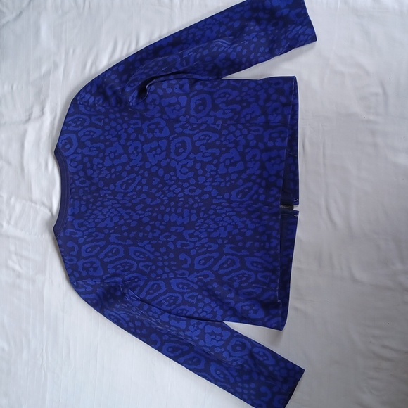 Gap "Powerful Blue" Leopold Print Round Neck Zippered Jacket- Sz. 18 - Picture 8 of 10